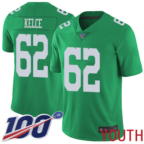 Youth Philadelphia Eagles #62 Jason Kelce Limited Green Rush Vapor Untouchable NFL Jersey 100th Season Football